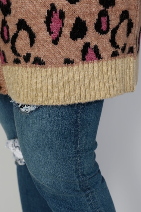 Strickjacke, Colorblocking, Animalmuster