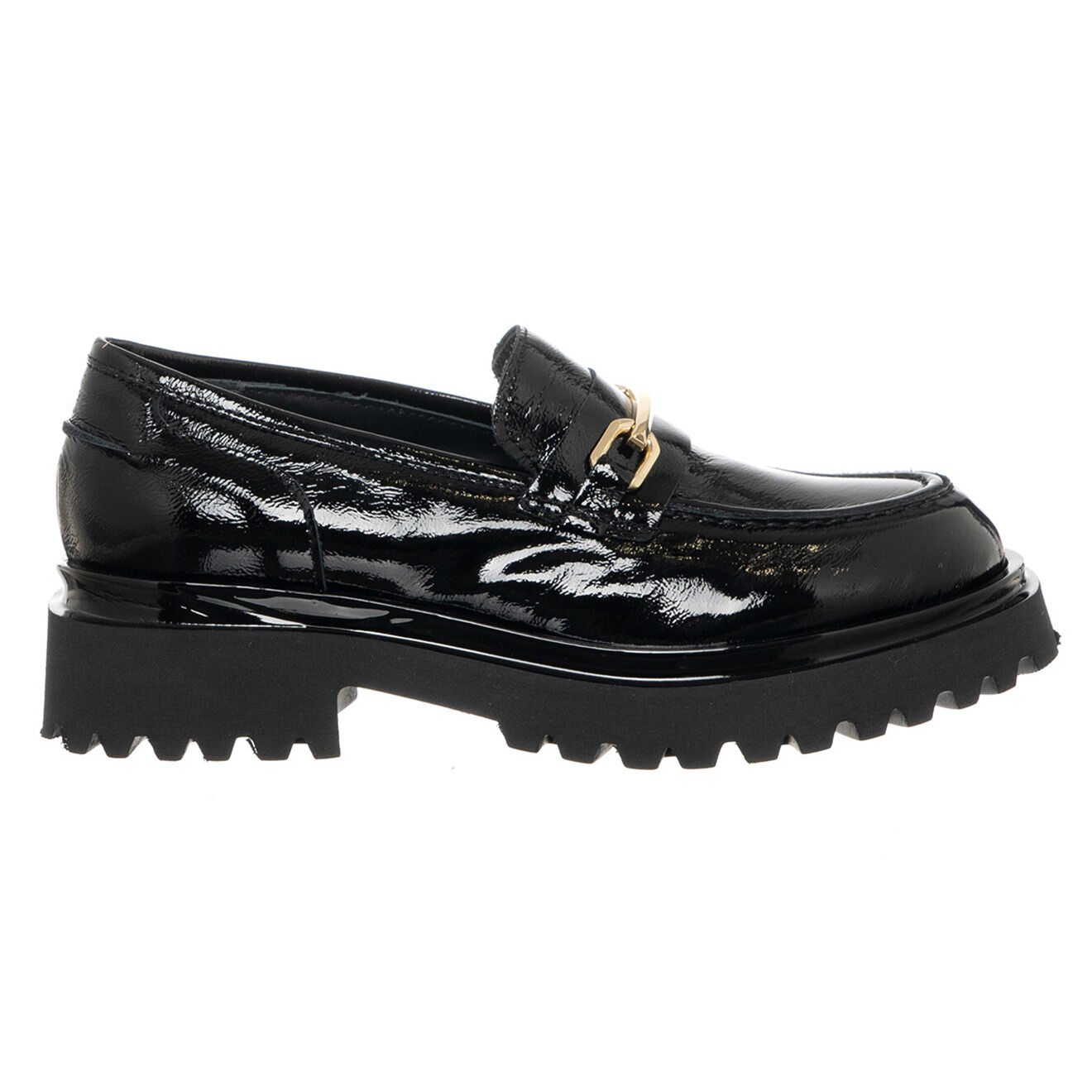 Loretta Pettinari Mocassins en Cuir Nemo noir/doré - Talon 5 cm