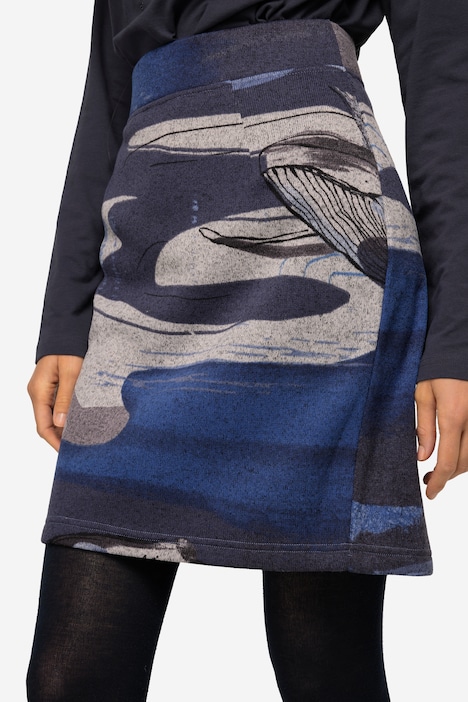 Rock, Sweat mit Print, schmale Passform, Elastikbund