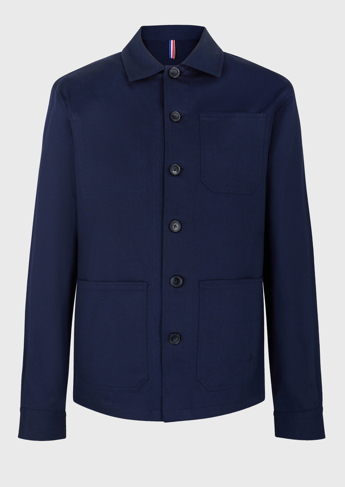 Surchemise en gabardine de coton stretch uni bleu marine