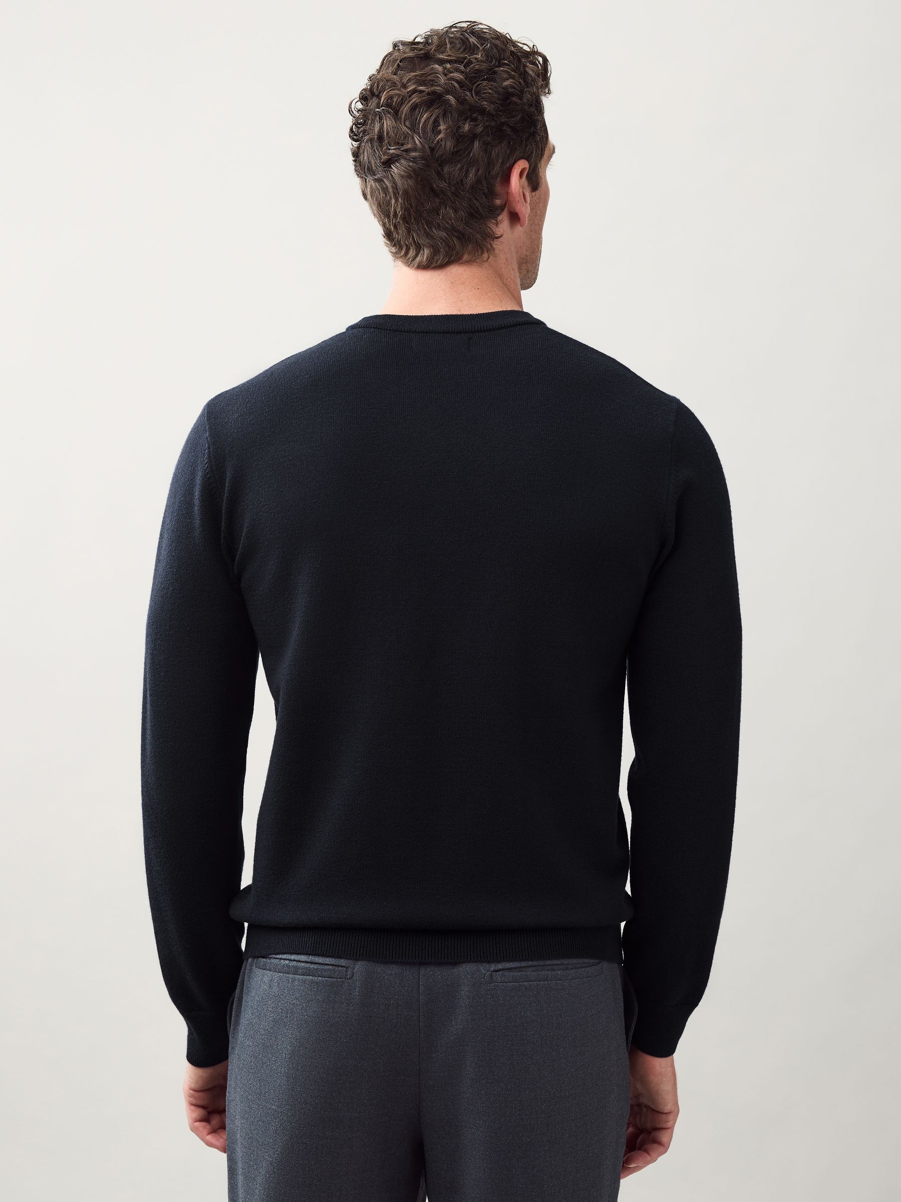 Donkerblauw - Regular Fit Soft Touch Crew Neck Jumper