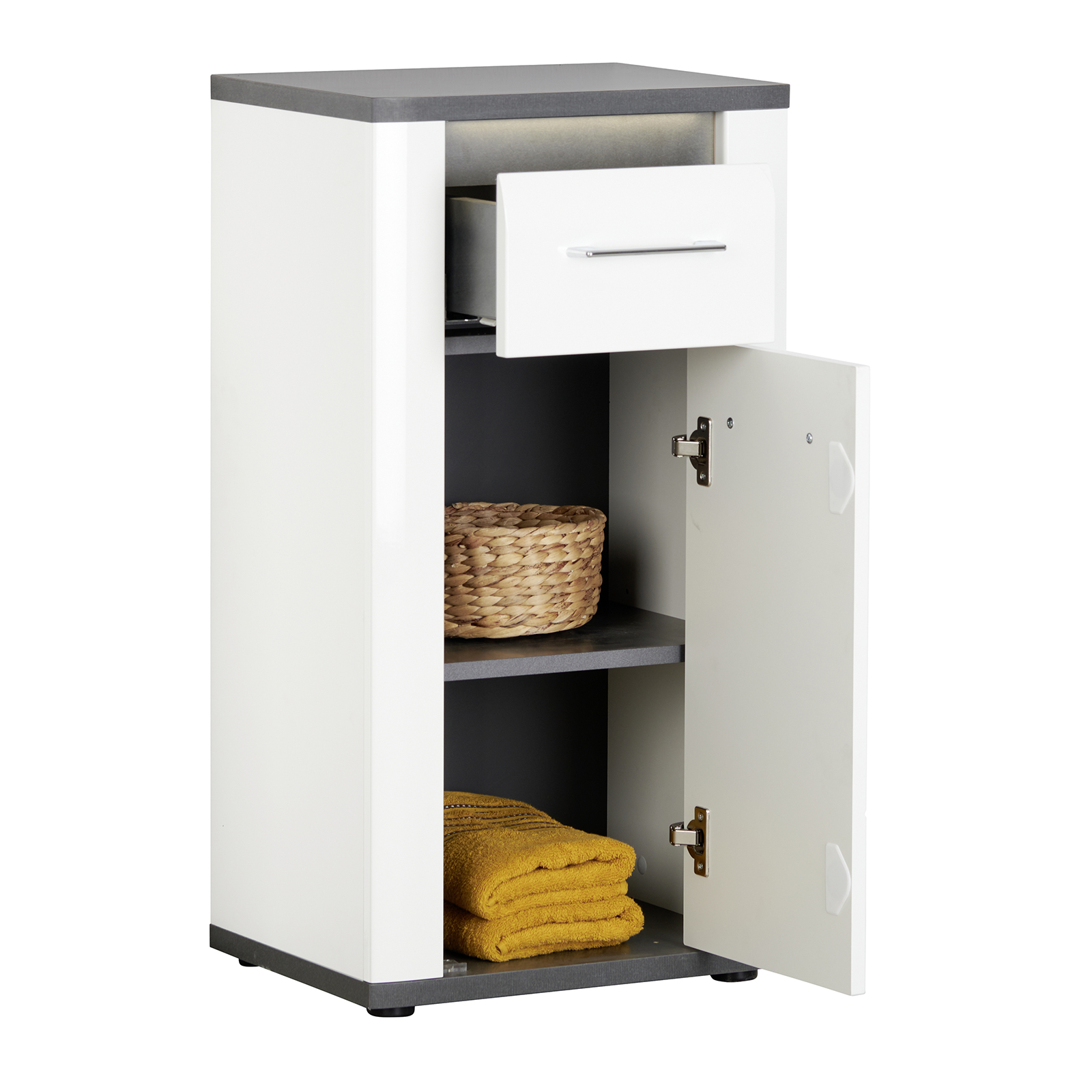 Luca Bessoni Unterschrank ALASSIO - weiß Hochglanz - Matera dunkel - 82 cm hoch