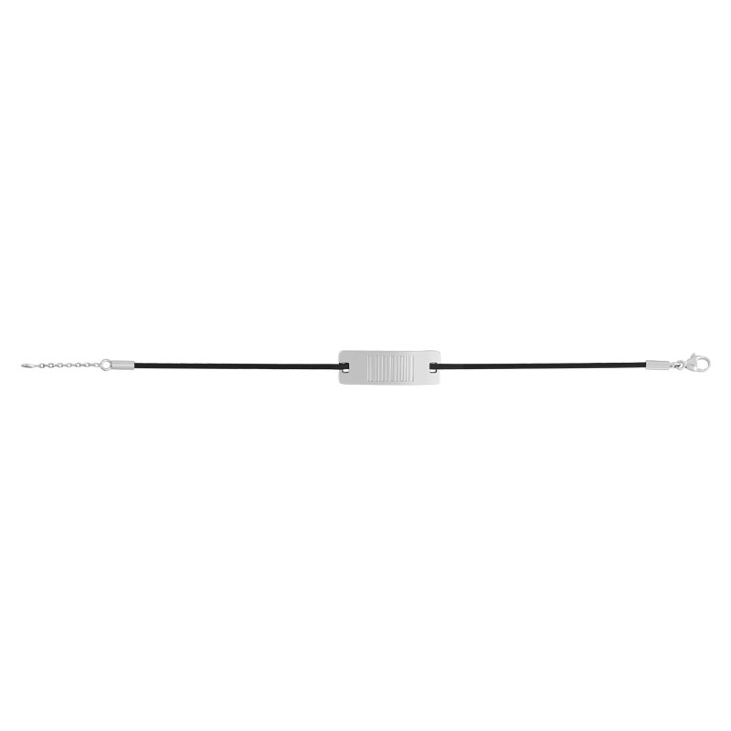 Bracelet argent 925 cordon coton noir
