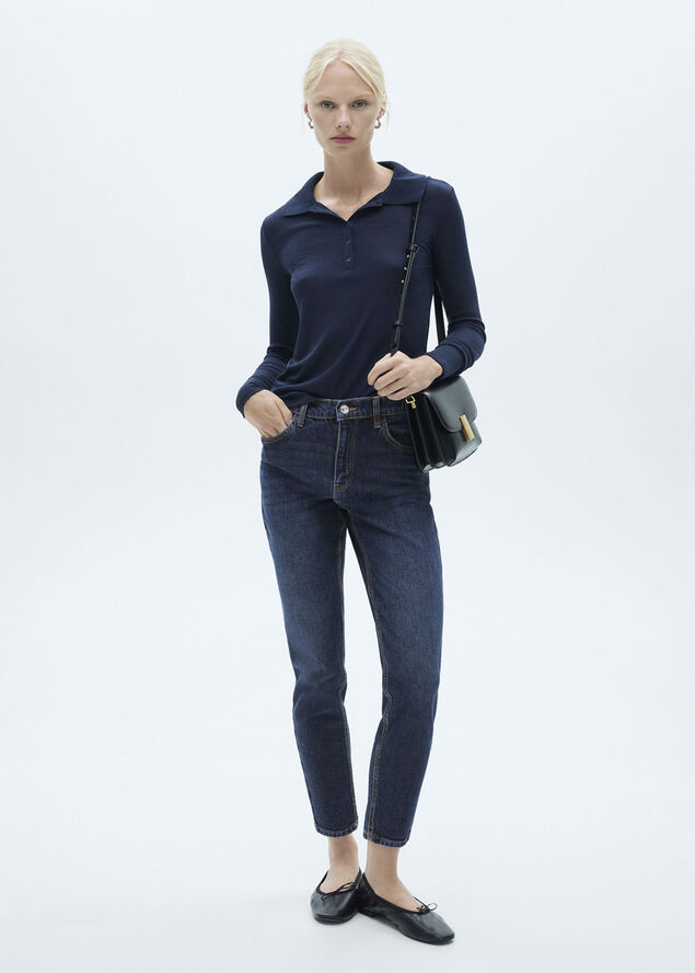 MANGO Newmom comfort high-rise jeans Open blue