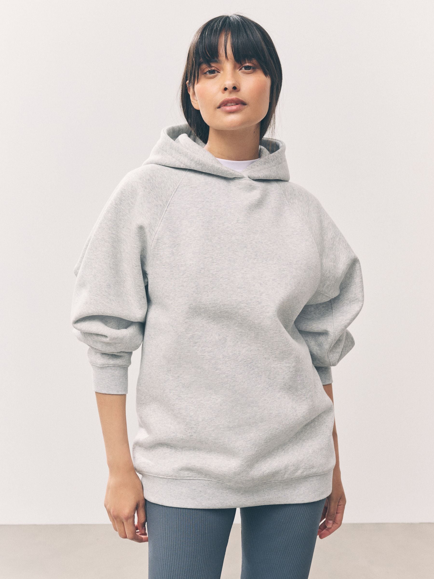 Grijs - Relaxed Fit Heavyweight Longline Hoodie