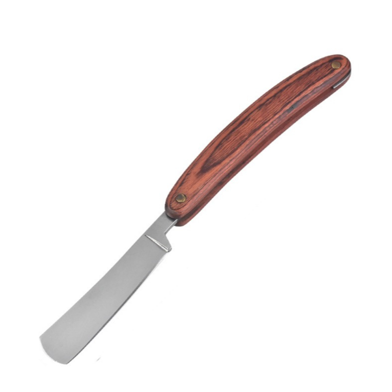 Edelstahl Barber Rasierer Vintage Klapprasiermesser mit Holzgriff - Braun / Silber