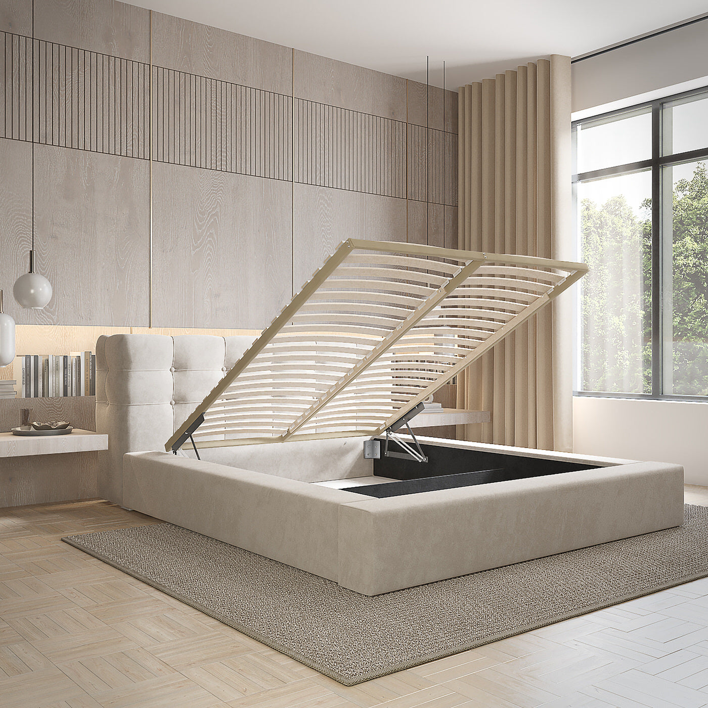 Trae Mobler Grace 160 x 200 cm Gestoffeerd Bed Beige