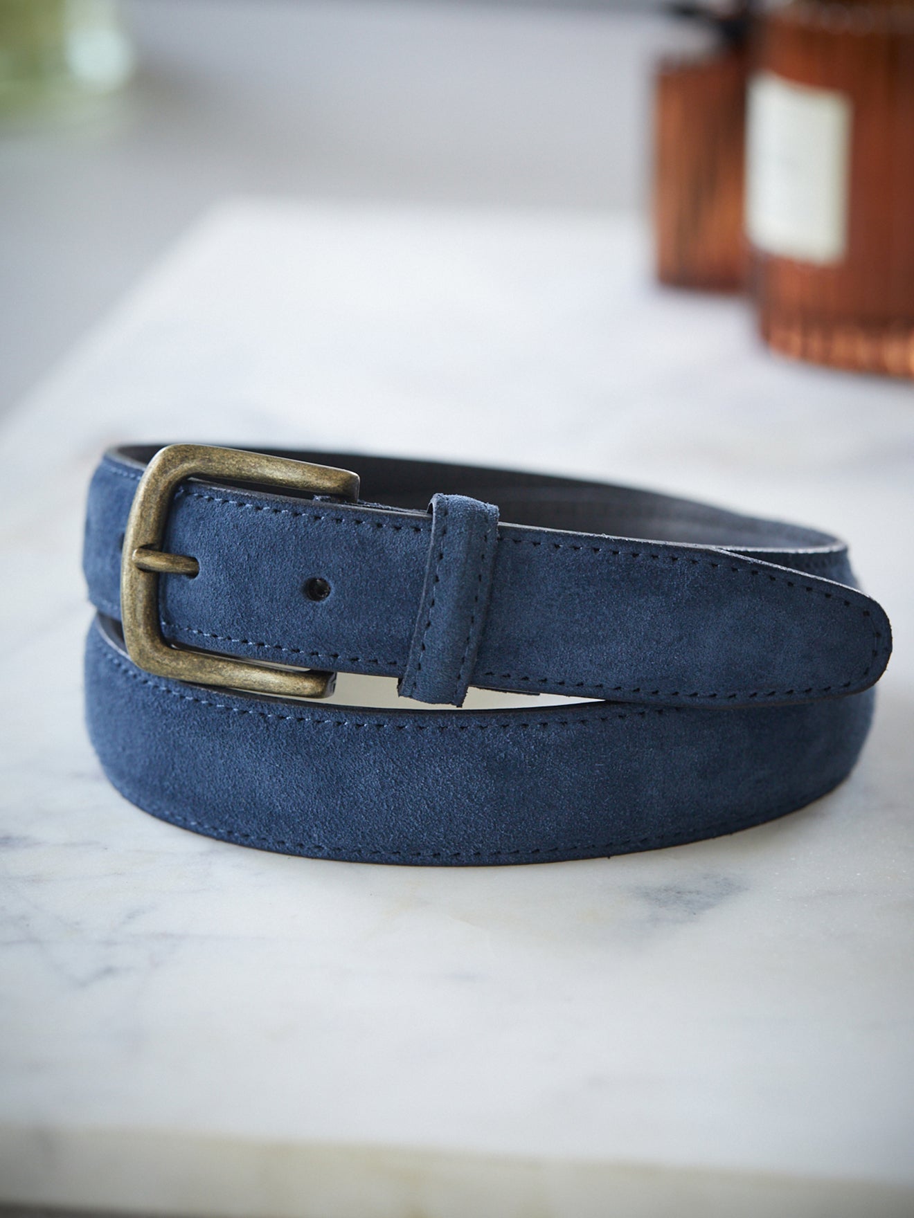 Ceinture homme en cuir suédé