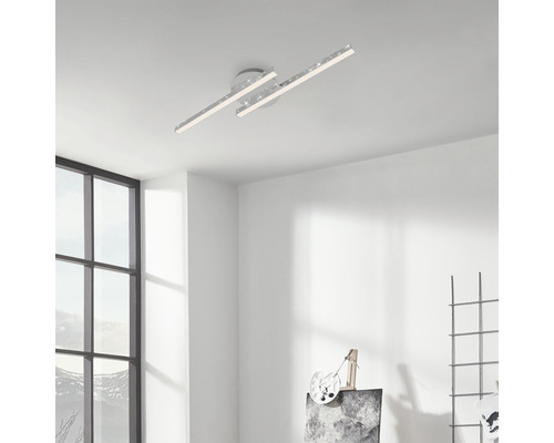 LED plafondlamp 2x6W 2x600 lm 3000K 14x60 cm Rey chroom + glitter effect