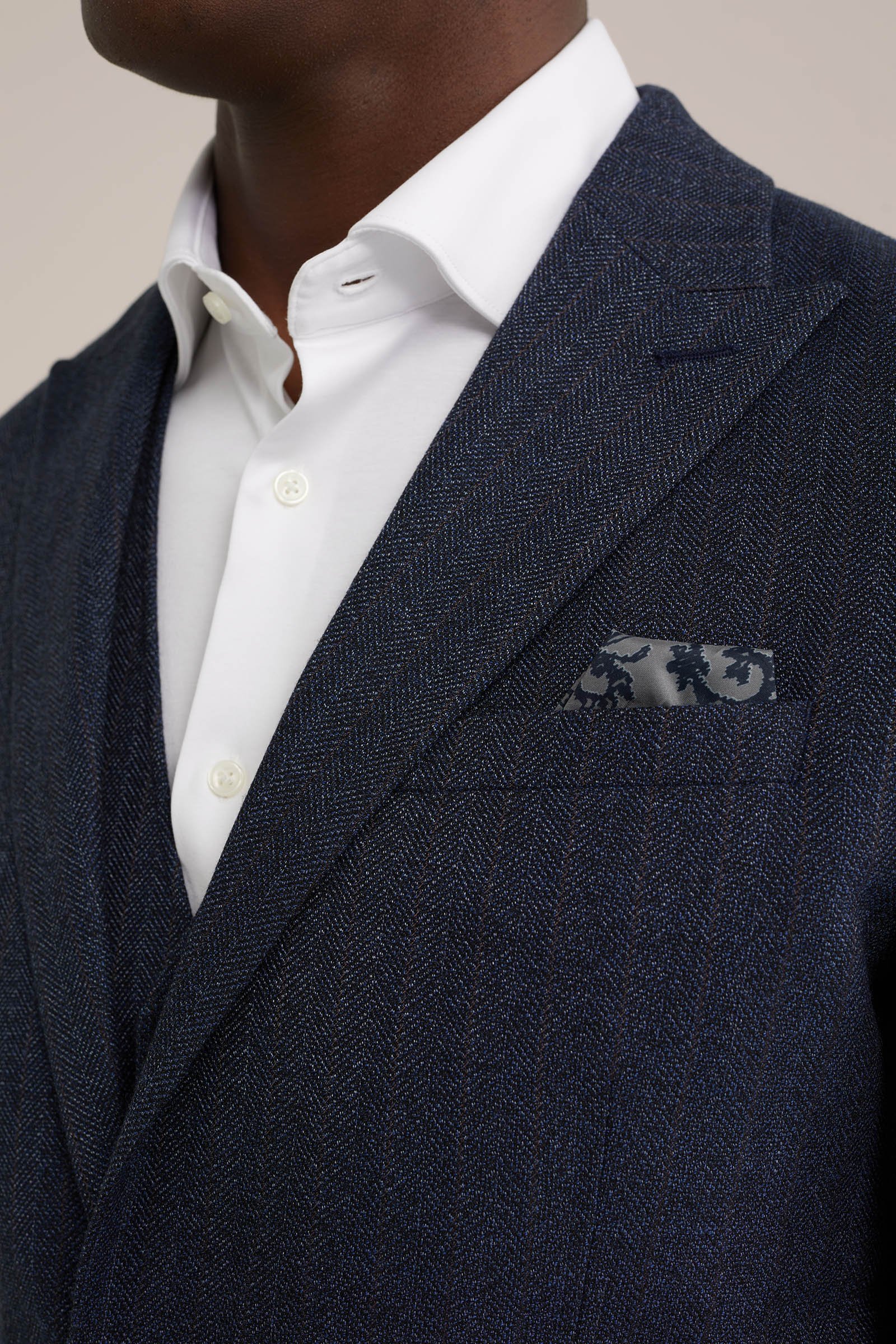 slim fit blazer met jacqaurd-dessin WE Fashion Donkerblauw