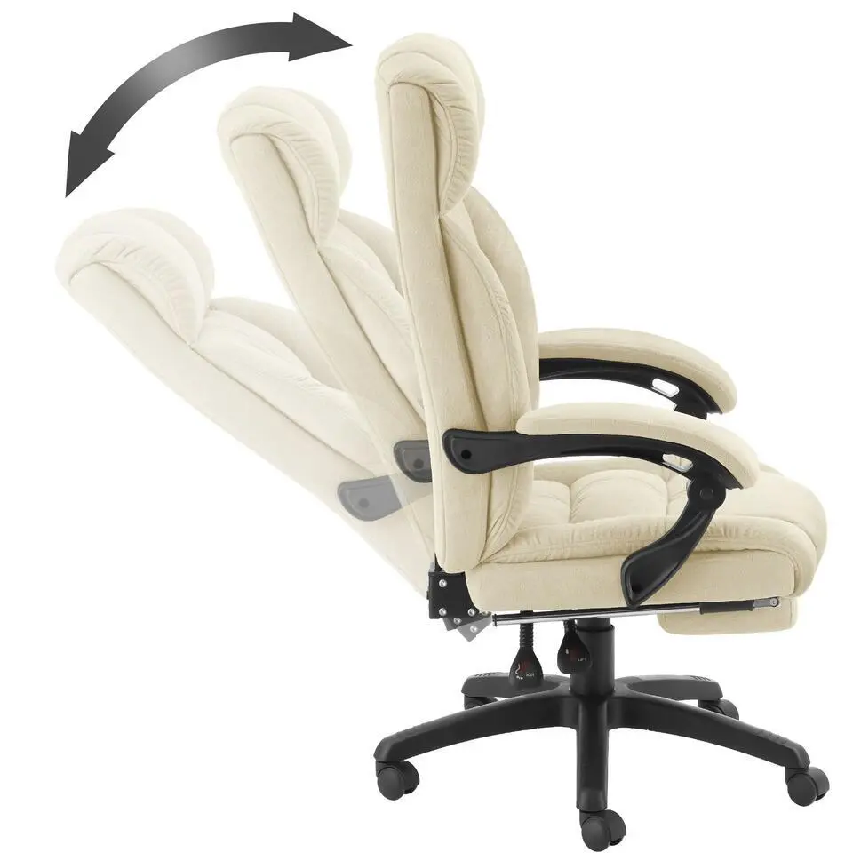 tectake Bureaustoel Jillien met voetsteun en veloursbekleding, Beige