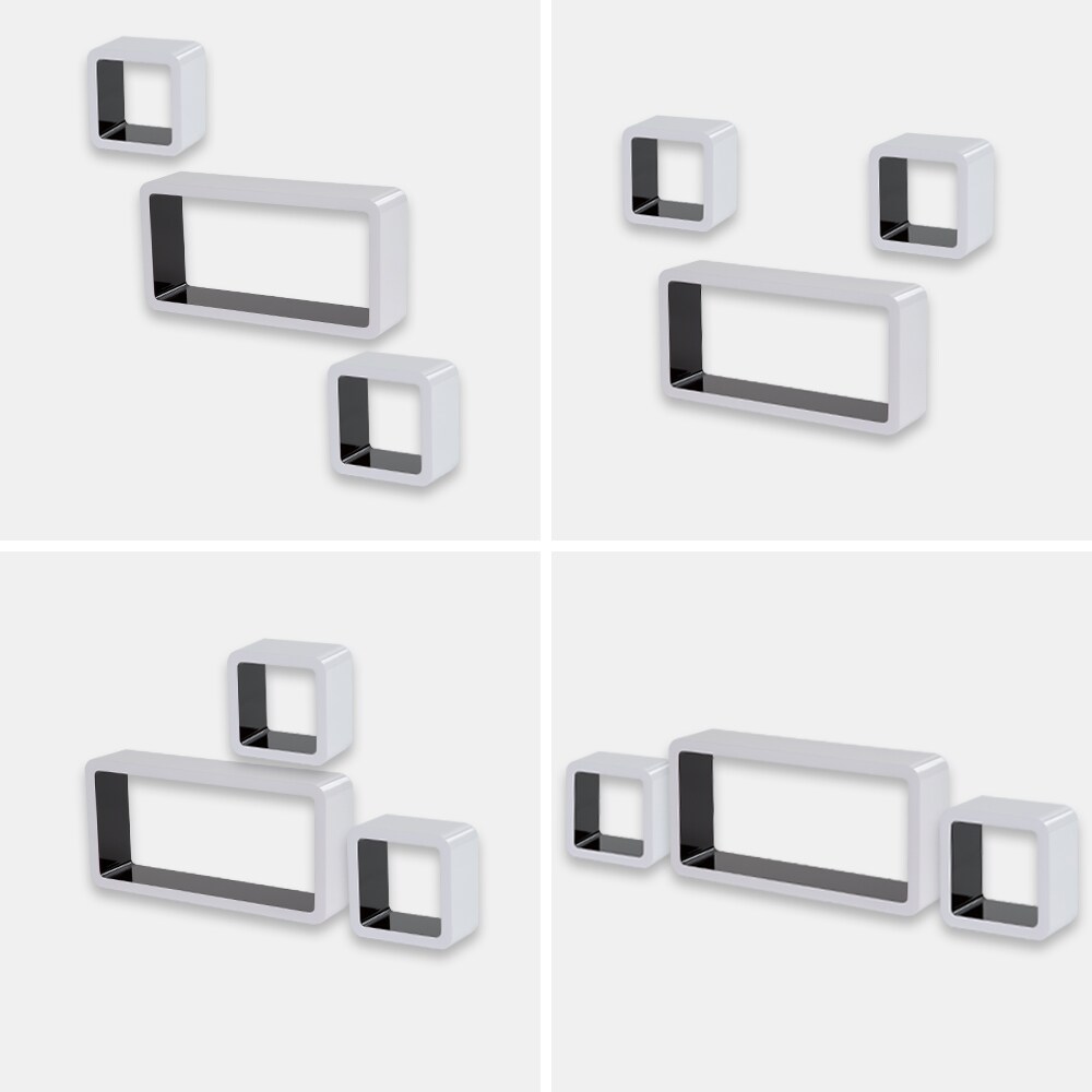 tectake® 3er Set Wandregal, Retro-Stil, mit abgerundeten Ecken, vielseitig verwendbar