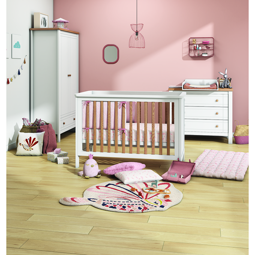 Miroir à cadre fantaisie rose métallisé