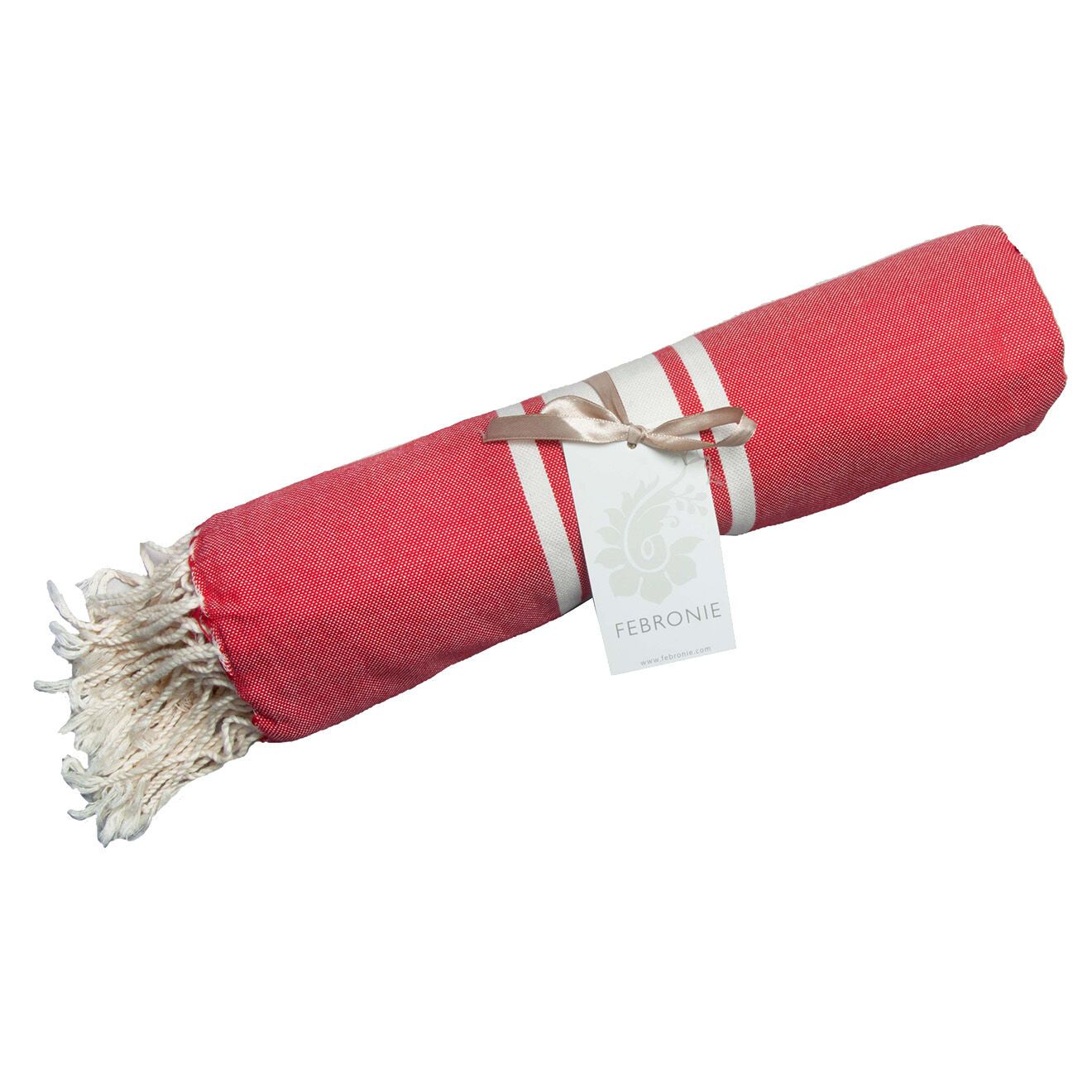 Febronie Fouta Traditionelle St Tropez rouge/blanc - 100x200 cm