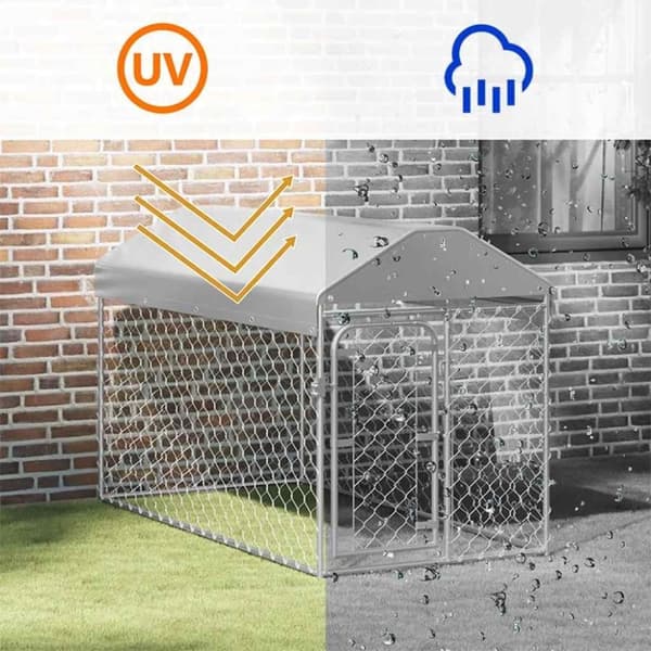 vidaXL Utendørs hundegård med tak 200x100x125 cm