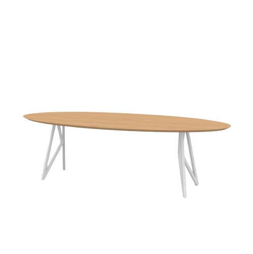 Studio HENK tafel Butterfly Ovaal - wit frame, hardwax light 3041 300 x 120 | HWO NL 3041 | Verjongde Rand | Frame Wit