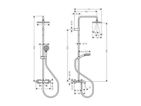 Colonne bain douche thermostatique HANSGROHE Vernis Shape 230 chromée + nettoyant Briochin