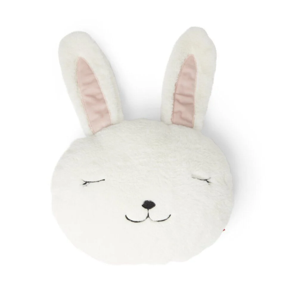 Coussin tête de lapin polyester blanc Ø33cm