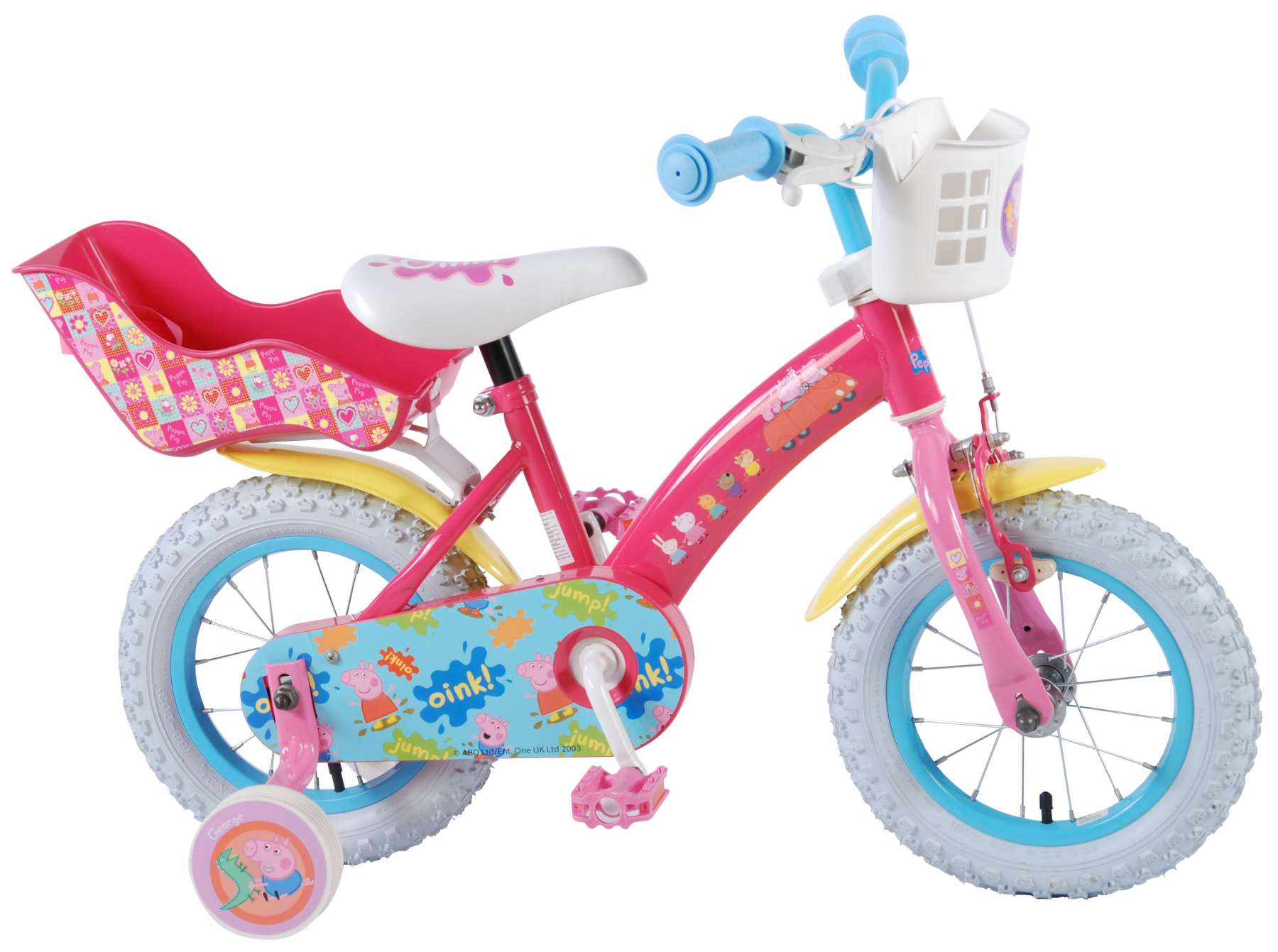 TPFSports Peppa Pig Kinderfahrrad - Mädchen - 12 Zoll - 2 Handbremsen - Pink