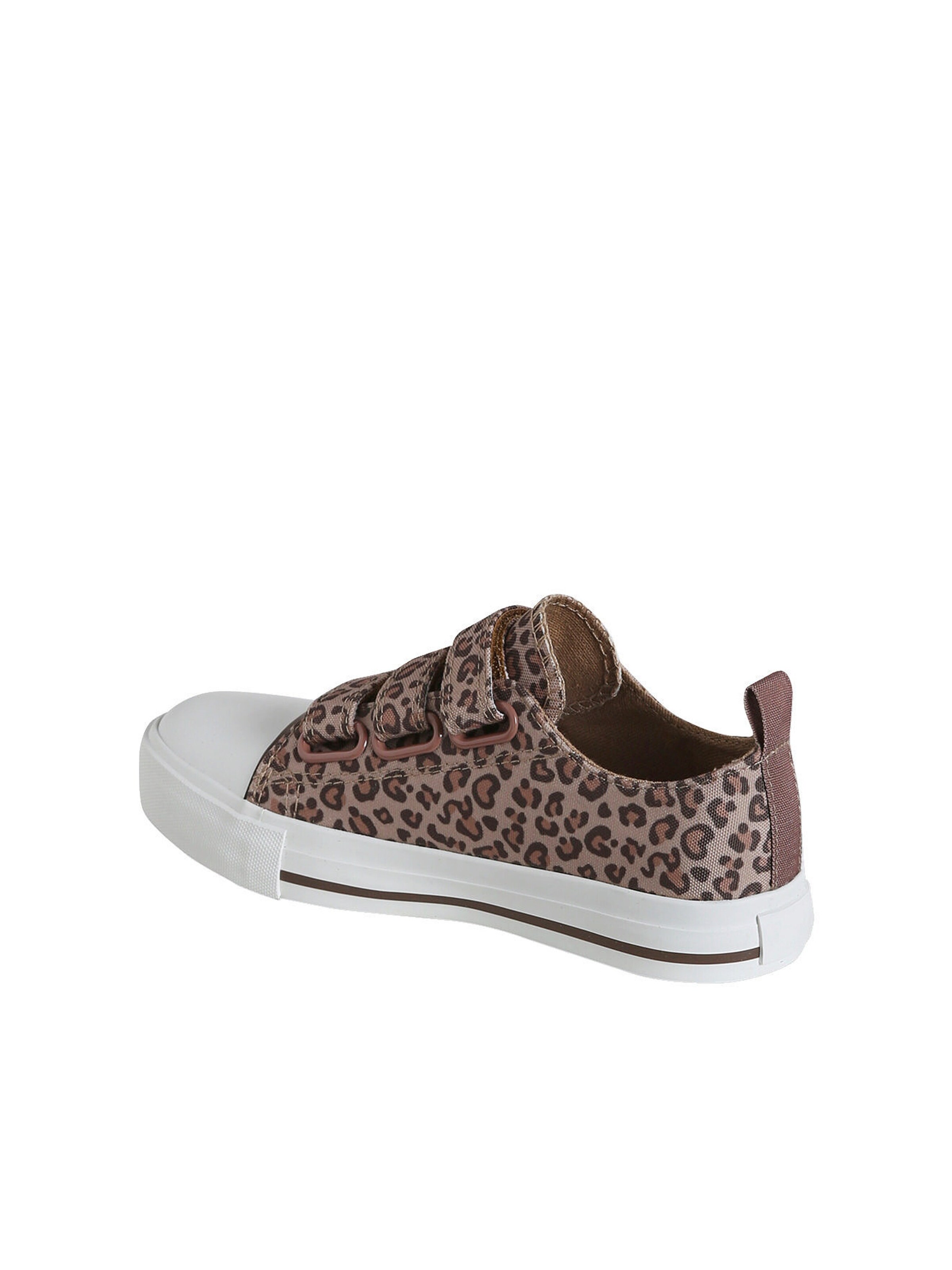 Vertbaudet Kinder Stoff-Sneakers mit Leoprint und Klett beige bedruckt
