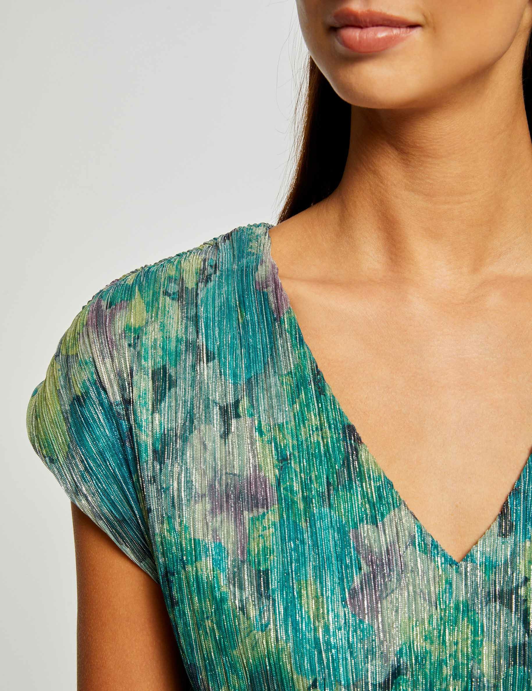 T-shirt manches courtes imprimé floral vert femme - vert