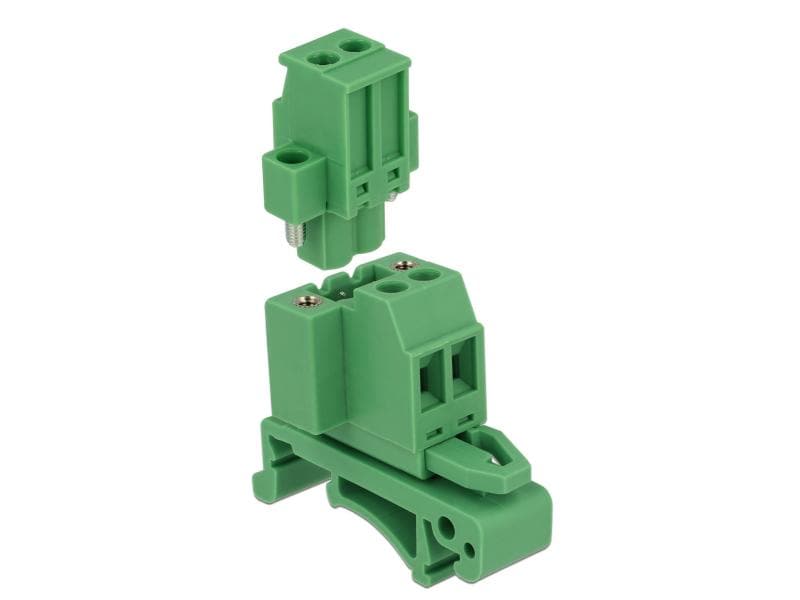 Delock Hutschiene/DIN Rail Terminalblock 2Pin Delock Terminalblock Set für Hutschienen 2 Pin mit Schraubverriegelung