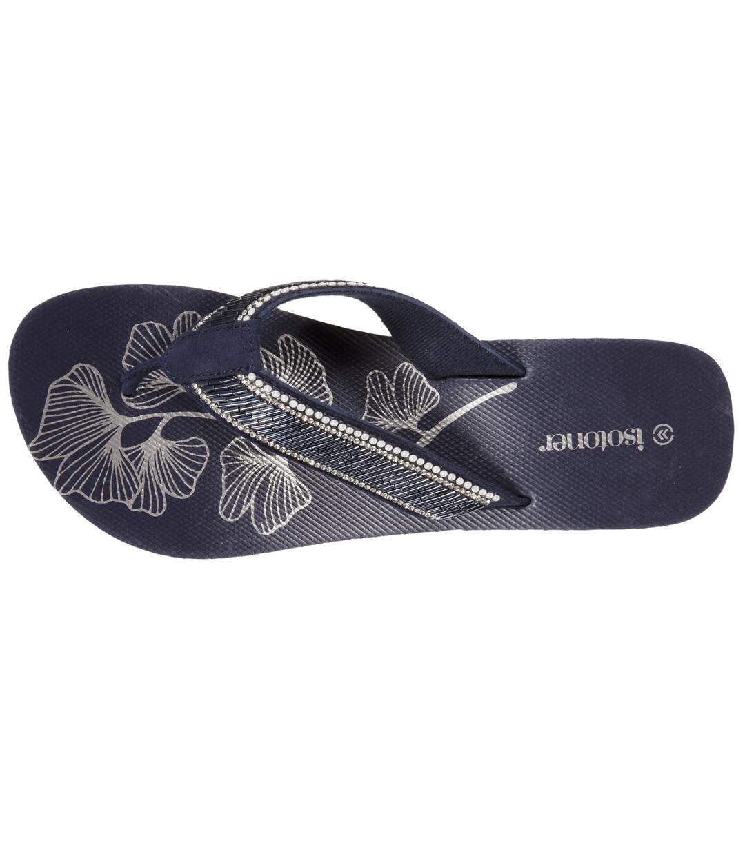 Isotoner Tongs femme à talon 4 cm  et détail perles