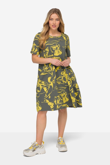 Jersey Kleid, Rundhals,  Halbarm, OEKO-TEX Made in Green