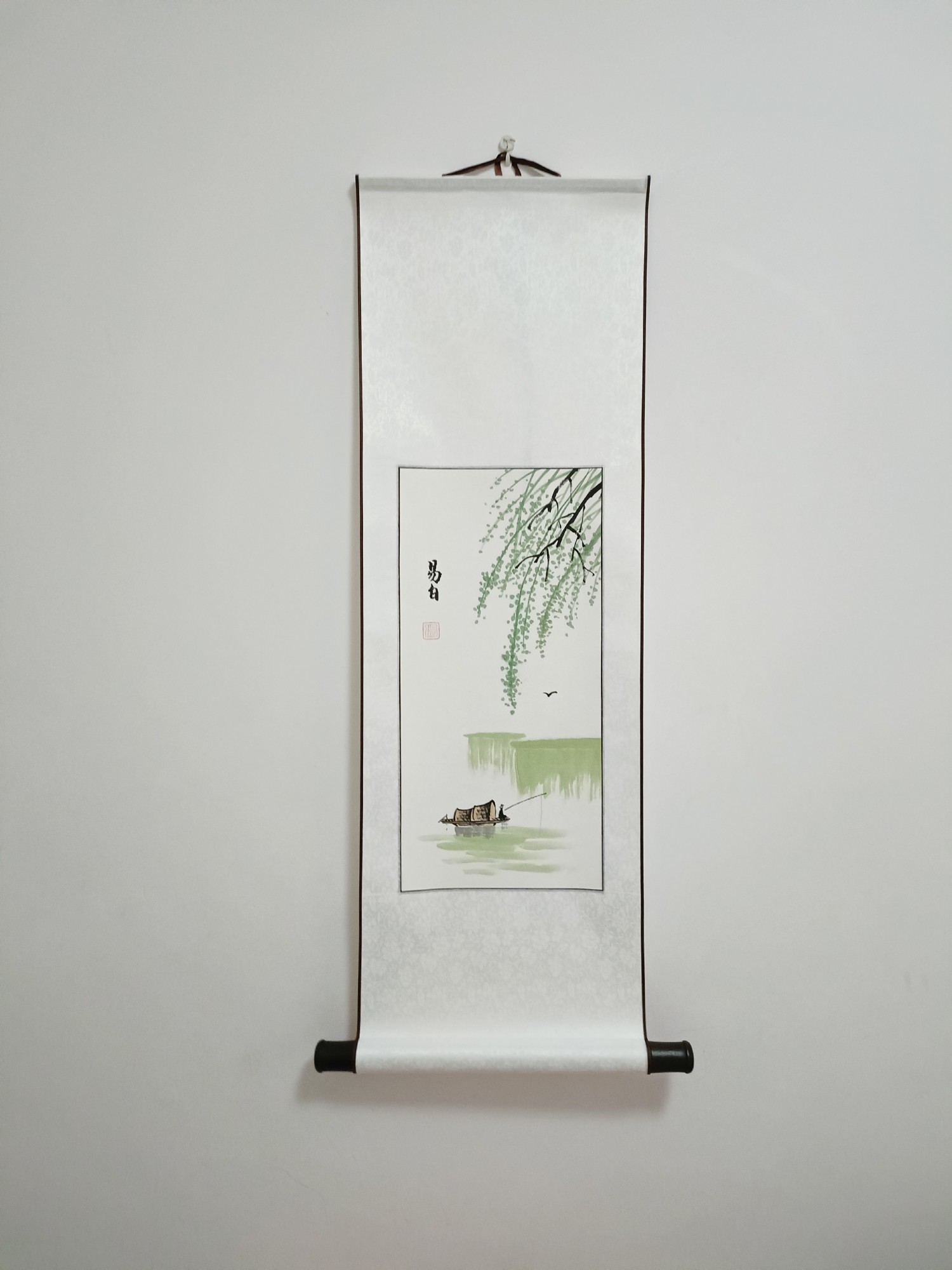 Rollbild 'Angeln', handgemalt, H 90 cm, B  30 cm von fischer's lagerhaus