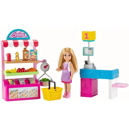 Barbie Chelsea Supermarkt-Spielset mit Puppe und Zubehör