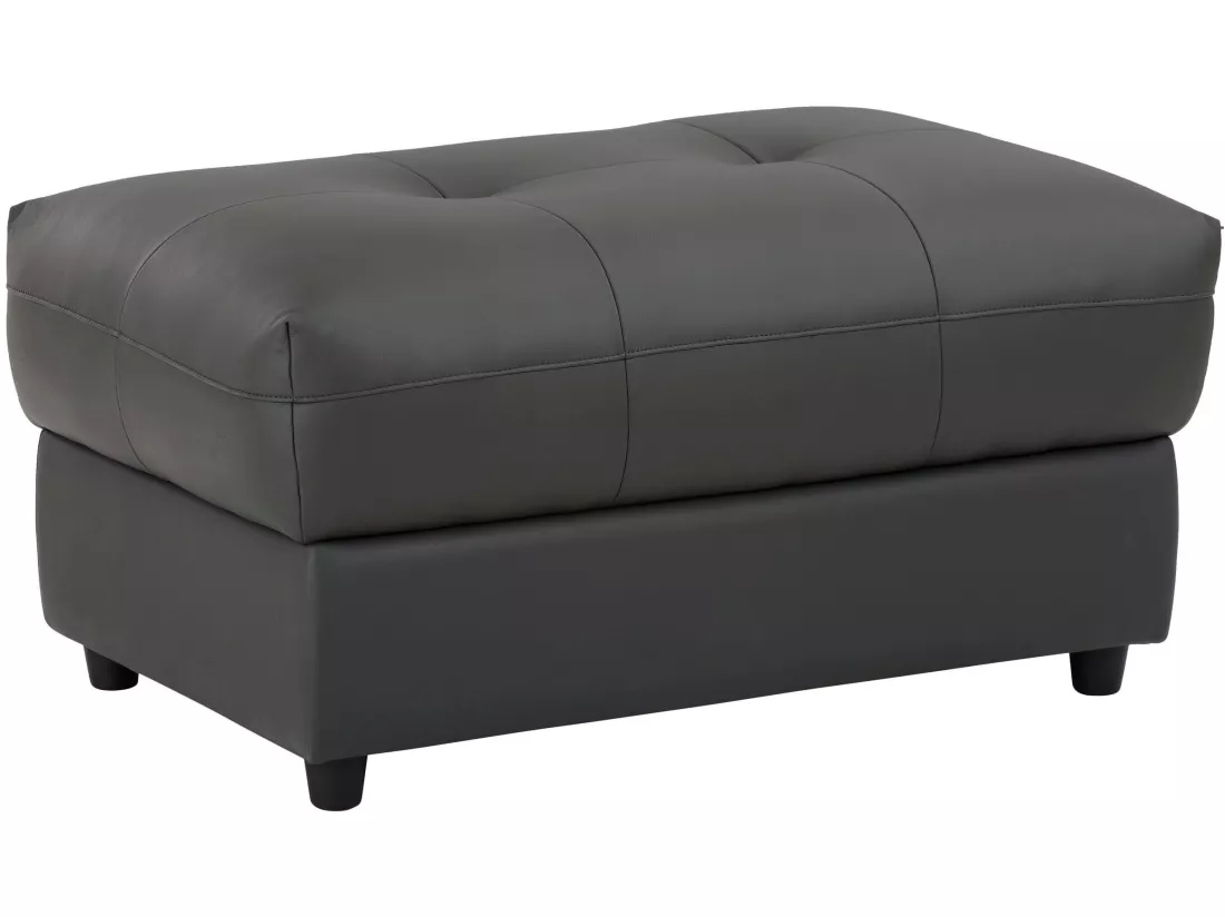 Tanaro | Pouf rembourré en cuir et PU gris