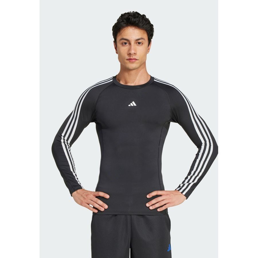 Adidas T-shirt manches longues compression 3 bandes Techfit Training
