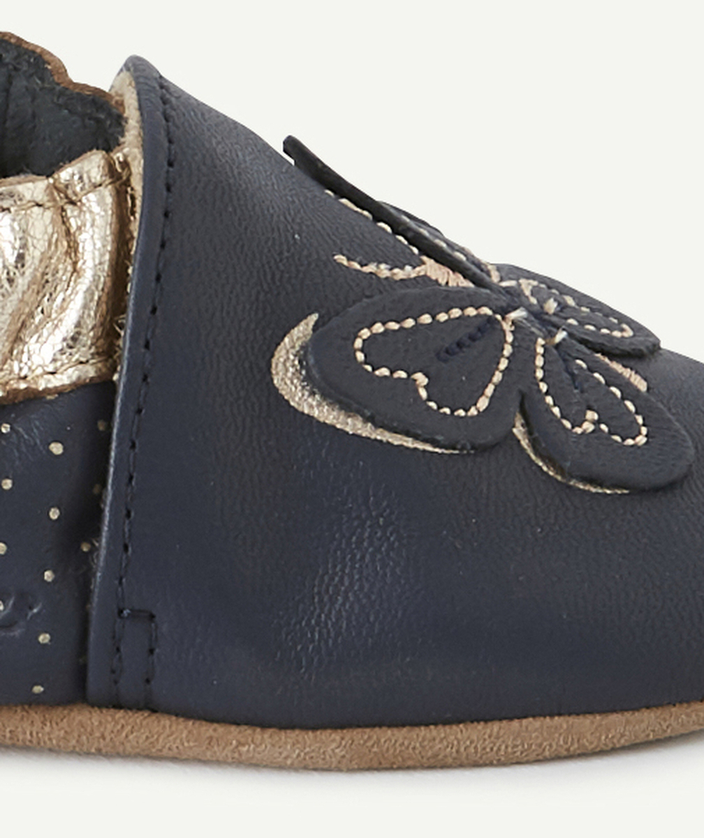 ROBEEZLES CHAUSSONS BLEU MARINE EN CUIR AVEC PAPILLONS