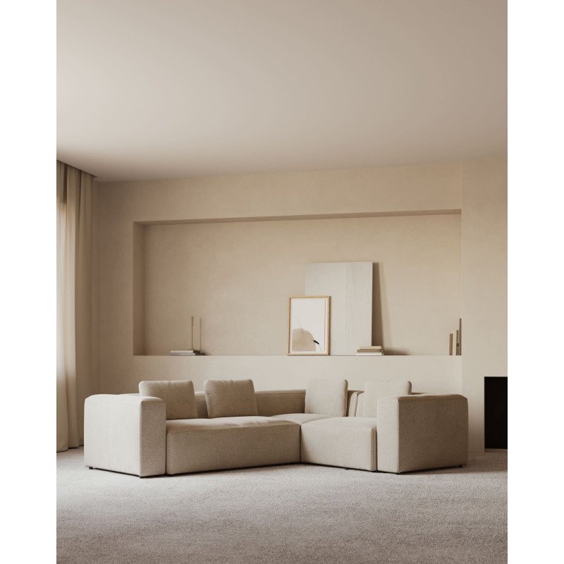 Canapé d’angle Blok 3 places beige 290 x 230 cm