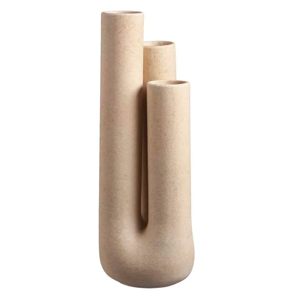Vaas Tube - zandkleur - keramiek - 34xø12 cm