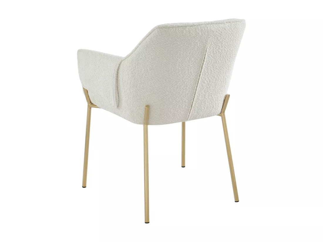 Lot de 2 chaises avec accoudoirs en tissu bouclette et métal doré - Crème - AKETI de Pascal Morabito