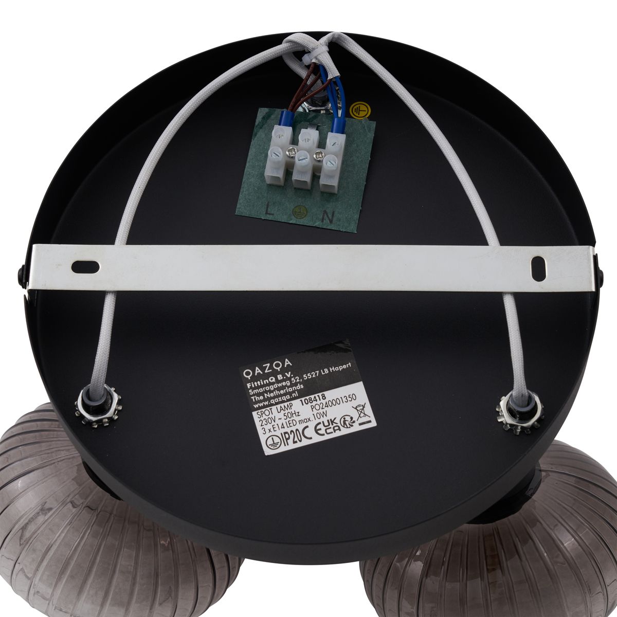 Moderne plafondspot zwart met smoke glas rond 3-lichts - Teddy