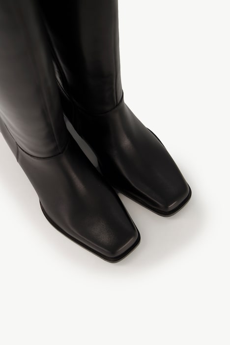 Lederstiefel, XXXL-Schaft, Elastikeinsatz, Weite H