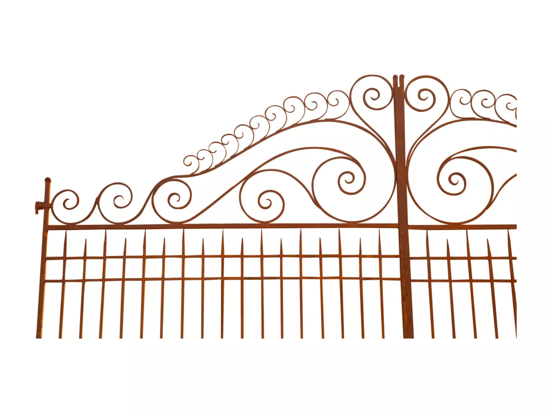 BISCOTTINI Portail en fer - Fer massif avec détails ornementaux - Clôture en fer - Portail en métal - Porte décorative - Portail d'entrée - 400x8x245cm