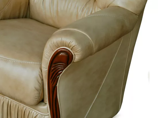 Canapé 3 places 100% cuir de buffle beige DAPHNE