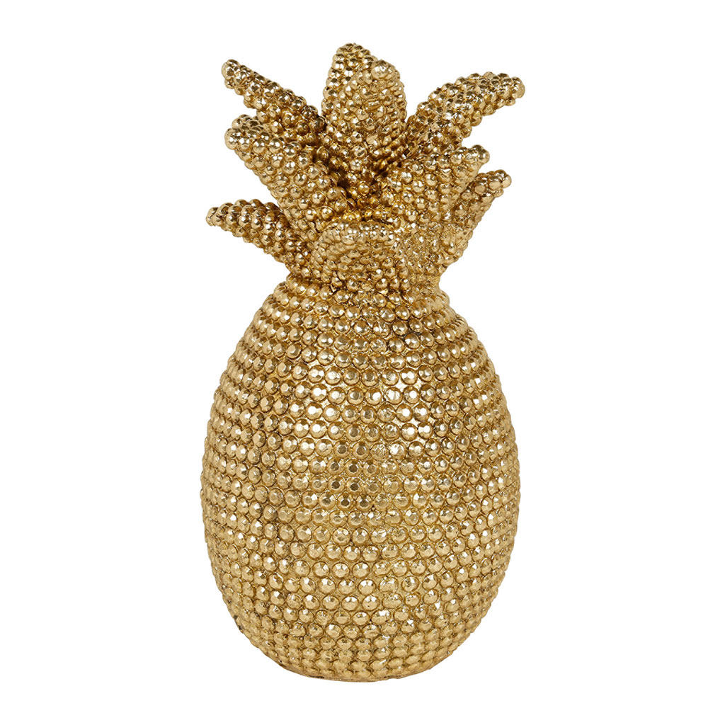 Ananas décoratif en résine et strass or H 24.2cm