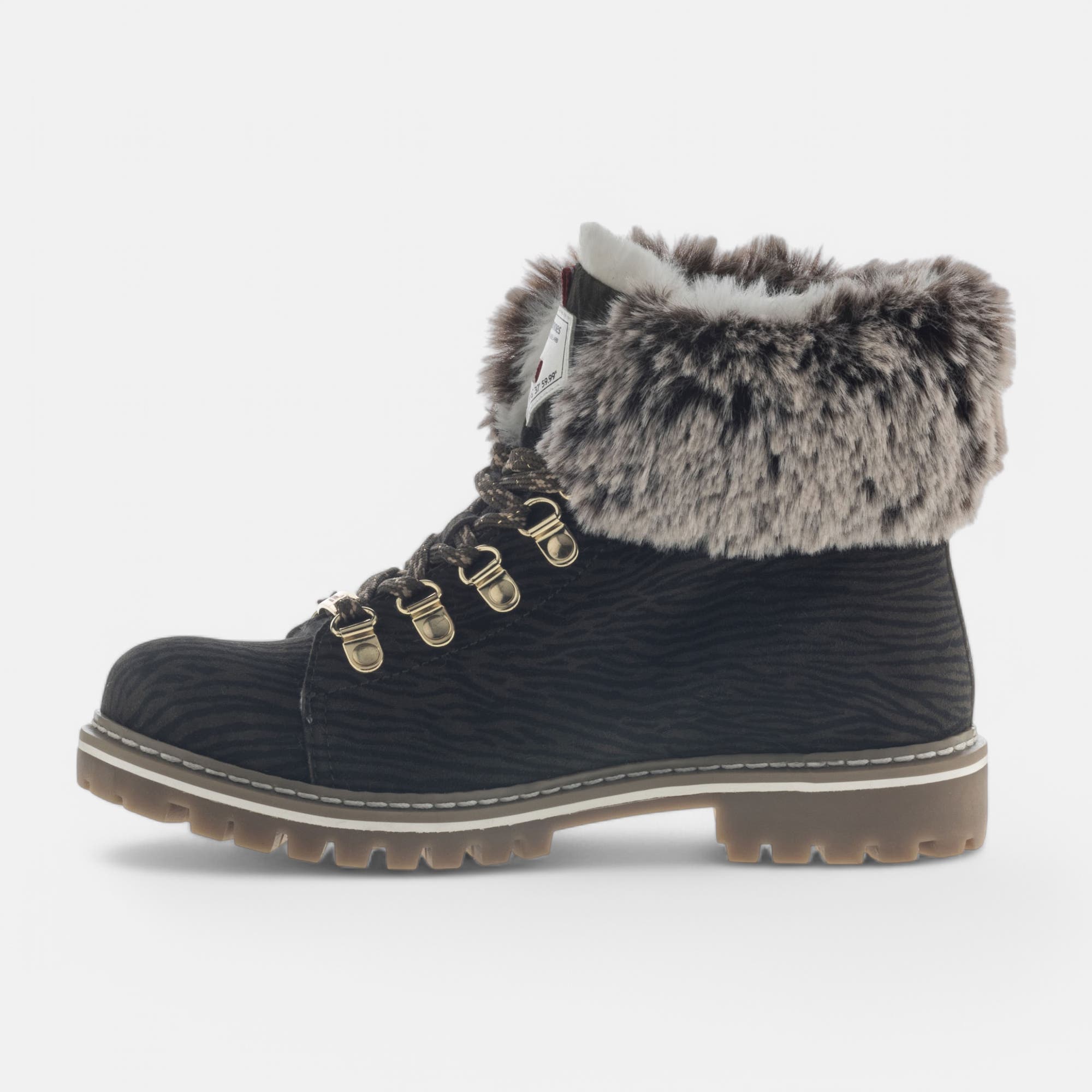 Bottines à lacets Femme en cuir kaki