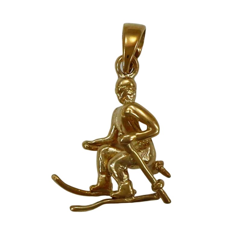 Pendentif ski slalom - Plaqué or
