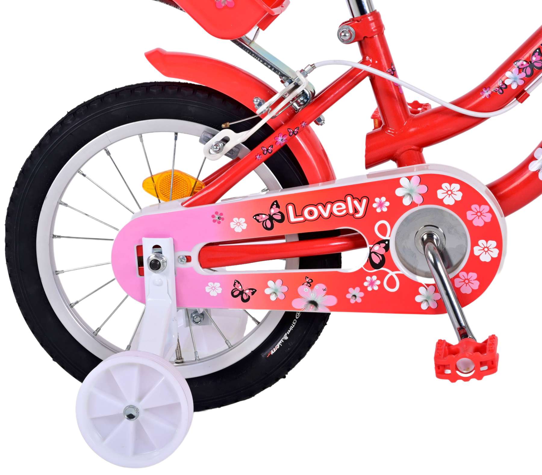 Kinderfahrrad Lovely für Mädchen 14 Zoll Kinderrad Rot Weiß Fahrrad