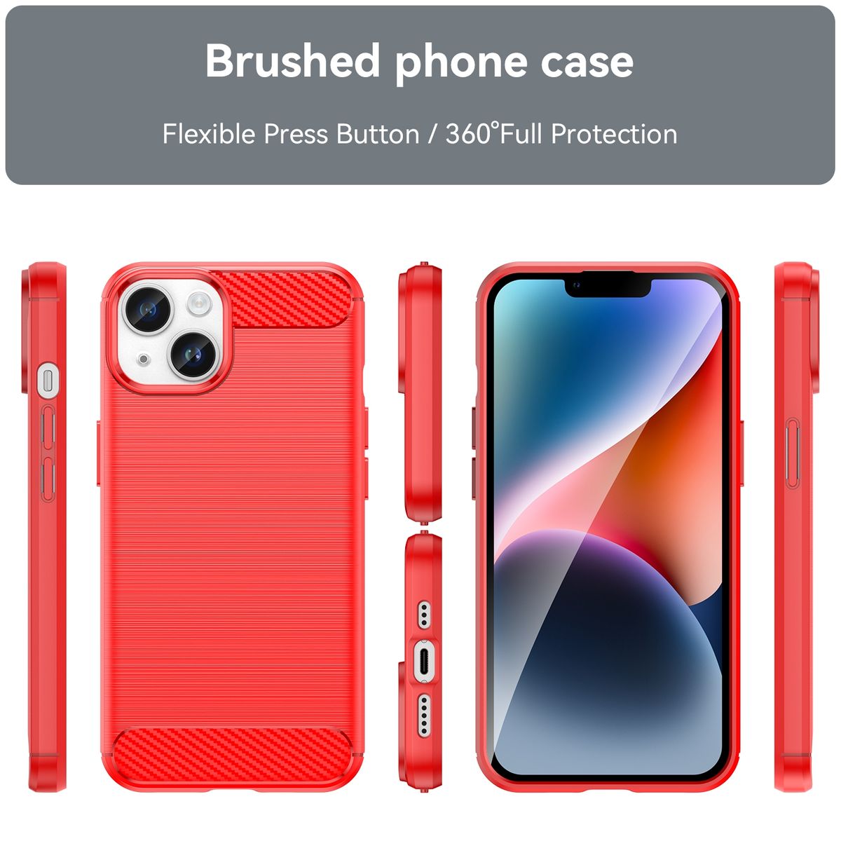 Hülle Handy Schutz für Apple iPhone 15 Case Cover Tasche Etuis Carbon Bumper Neu