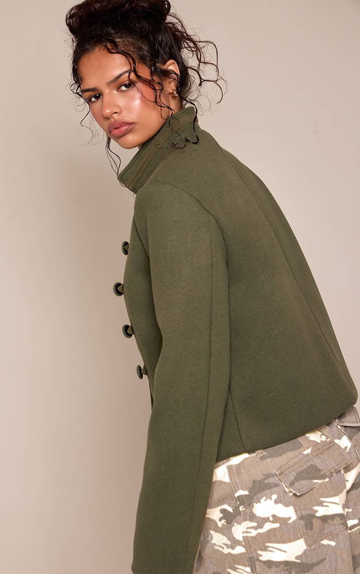 Kaki Veste Militaire À Boutons