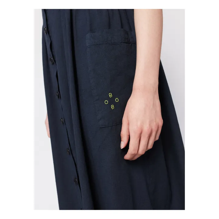Bobo Choses Robe Boutonnée Coton et Lin - Collection Femme  | Bleu nuit
