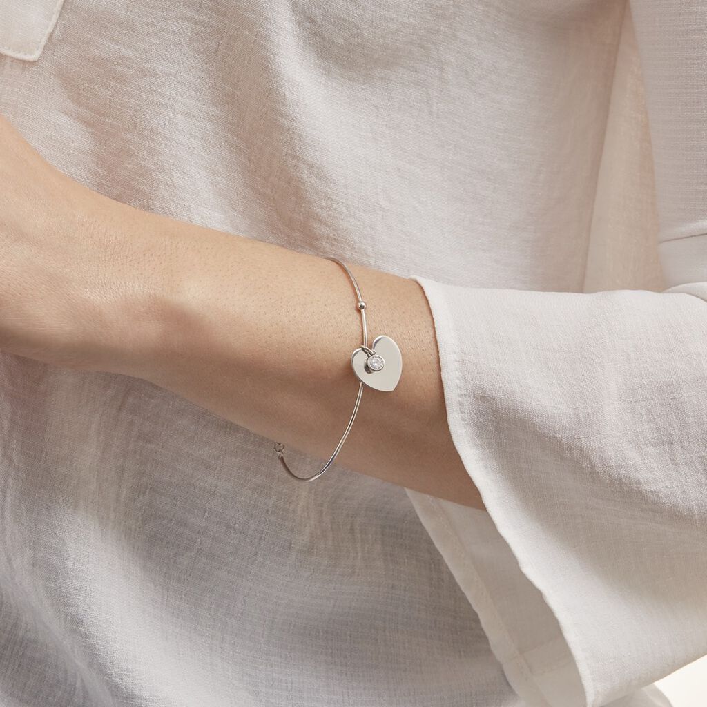Bracelet Jonc Ylla Argent Blanc Oxyde De Zirconium