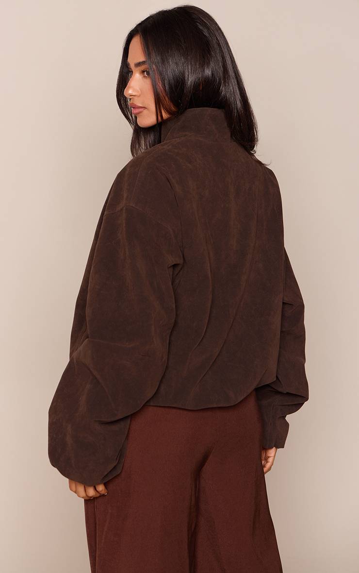 Marron Foncé Veste Bomber En Daim