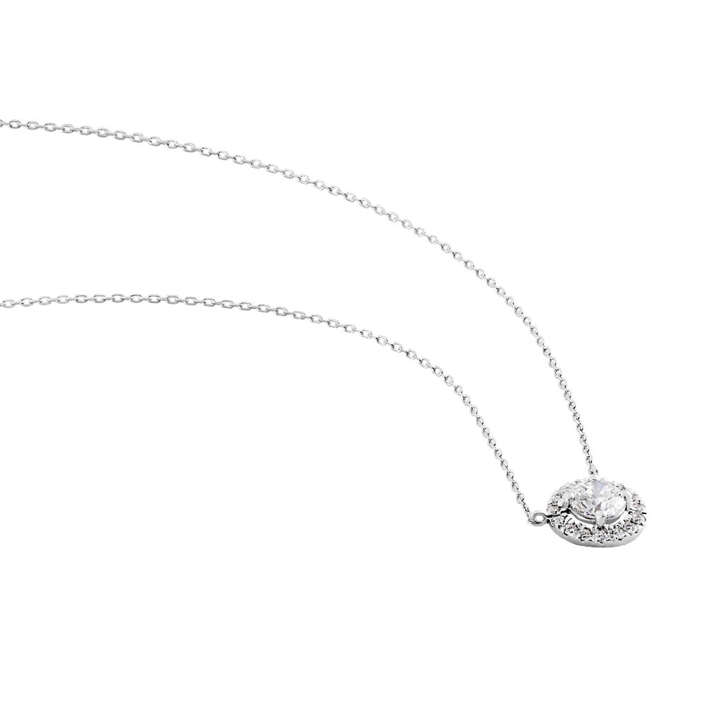 Collier Mentoura Or Blanc Diamant Synthétique
